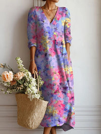 Mariëlla | Stylish midi dress with floral print and V-neck