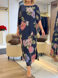 Marina| Elegant long floral chiffon dress