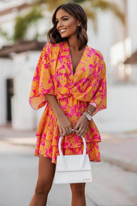 Elena | Colorful tropical mini dress with V-neck