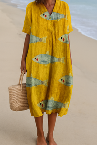 Elowen | Summery cotton dress with artistic design