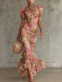 Rosalina| Elegant maxi dress with puff sleeves