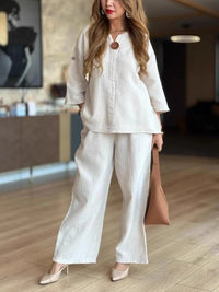 Nora | Conjunto de dos piezas para mujer de lino elegante