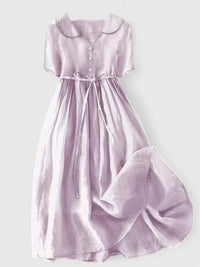 Petra | Elegantes Baumwoll-Leinen-Midikleid