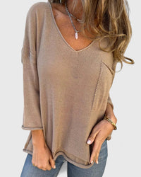 Simone | Bequemer lässiger Pullover mit V-Ausschnitt