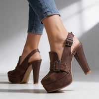 Isabella | Modieuze platform slingback loafers met blokhak