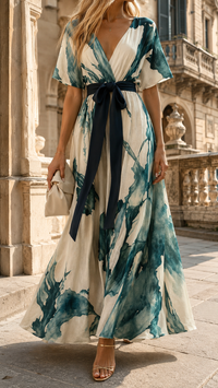 Mirthe | Modernes asymmetrisches Maxikleid mit Wickeldetail