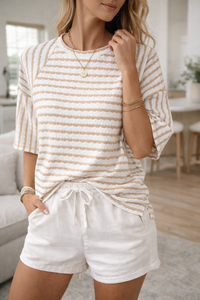 Lotte | Relaxed coastal gestreept dames T-shirt