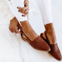Lieke | Geweven leren slingback sandalen met spitse neus