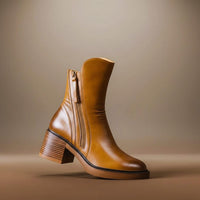 Anouk | Luxuriöse Leder-Stiefeletten mit elegantem Blockabsatz