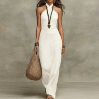 Eva | Elegantes und luftiges Leinen-Maxikleid mit Neckholder-Ausschnitt
