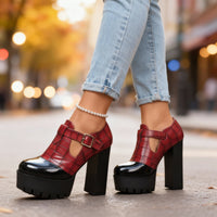 Juliette | Luxury Mary Jane Pumps with a Platform Sole and Block Heel