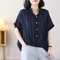 Tops de Camiseta de Algodón y Cáñamo UrbanChic para Verano