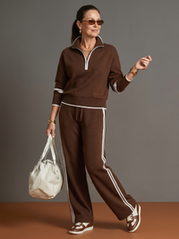 Nandini | Comfortable Knitted Set with Zip Collar and Wide Legs
