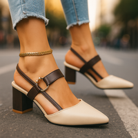 Mickey| Chic leather block heel sandals for women