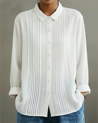 Liona | Classic Blouse with Vertical Lace and Pleat Details