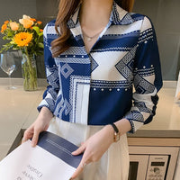Elegant Printed Blouse for Spring and Autumn