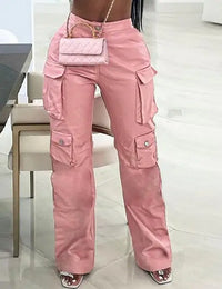 Pantaloni Cargo Eleganti in Pelle PU da Donna