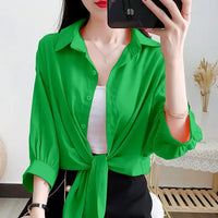 Oversized Korean Blouse with Tie Band