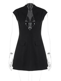 Schwarzes ärmelloses Mini-Kleid für Damen von GlamourStyle