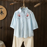 Spring Cotton Sheer Blouse for Women