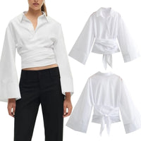 ModaChic Langarm Bluse mit Schleifengürtel