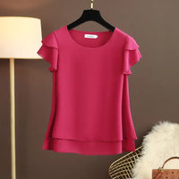 Summer Bliss Women's Blouse - Airy O-Neck Chiffon Shirt