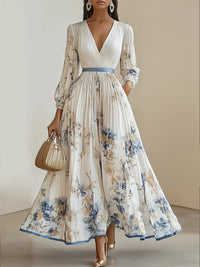 Nora | Encantador vestido maxi plisado con estampado floral