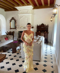 Elena | Elegant maxi dress with ruffles and open back