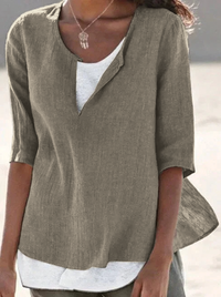 Eva | Airy Linen Blend Blouse with Layered Design