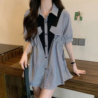 Stylish Workday Patchwork Blouse for Women