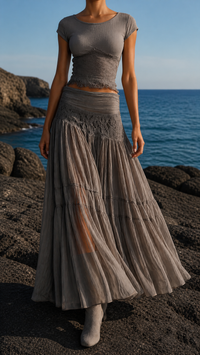 Claudia | Elegante en luxe tweedelige set met kanten top en maxirok