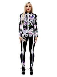 Ornella | Disfraz de Halloween con estampado de flores y esqueleto