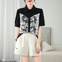 Camisas Oversize de Verano Estilo Chino con Estampado para Mujer