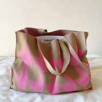 Mila | Oversized canvas tote bag with geometric print