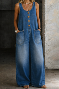 Radia | Moderno y elegante mono vaquero con pantalones anchos