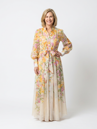 Mirian | Elegantes Maxikleid mit Blumenmuster und langen Ärmeln