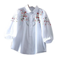 Blusa de Algodón Puro con Bordado Floral