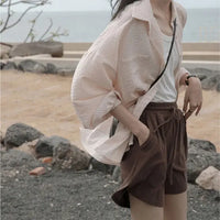Camisa Urbana Chic Retro de Algodón y Lino