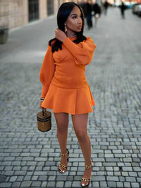 Lina | Tailliertes Minikleid mit langen Ärmeln für Damen | Orange