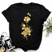 Camiseta para mujer con estampado de rosas StyleAura