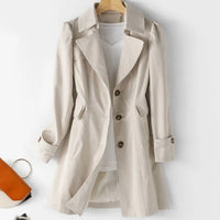 VELANORA - Damen Trenchcoat mit Einreihigen Knöpfen - mittellang