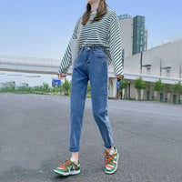 Modieuze Elegantie Vintage Wijde Jeans