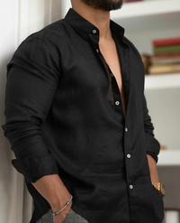 Samuel | Camicia aderente in fibre naturali con chiusura a bottoni nascosta