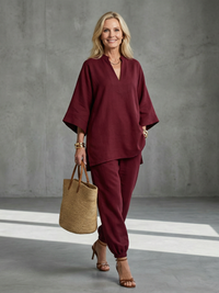 Lubertha | Elegantes Tunika-Set mit Rüschen und V-Ausschnitt