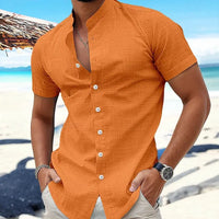 Luca | Camicia da uomo in lino a maniche corte | Arancione