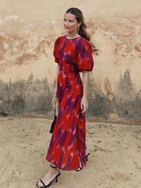 EclatLuxe Tie-Dyed Midi Dress
