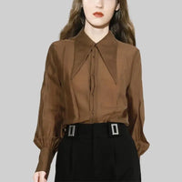 Etoile Élégante Coffee Blouse