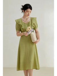 Ziqiao Elegantes Rüschen Kleid