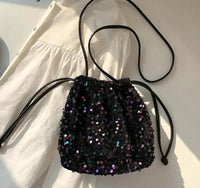 GlamourGlitz Pailletten Eimer Crossbody Tasche