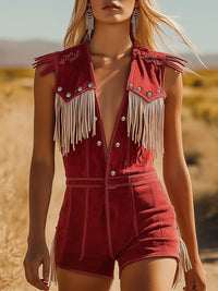 Olivia | Eleganter und modischer ärmelloser Jumpsuit mit Fransen